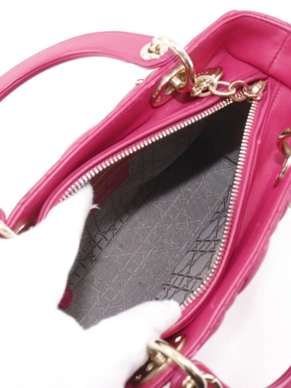 Dior Lady Dior Medium Handbag Canage pink lambskin Women - Picture 6 of 12